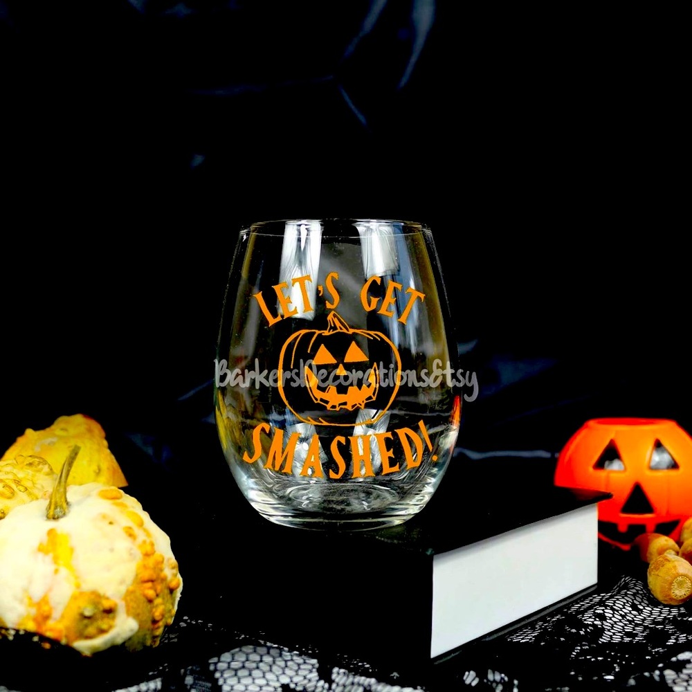 Halloween Themed Wine Glasses (orange)